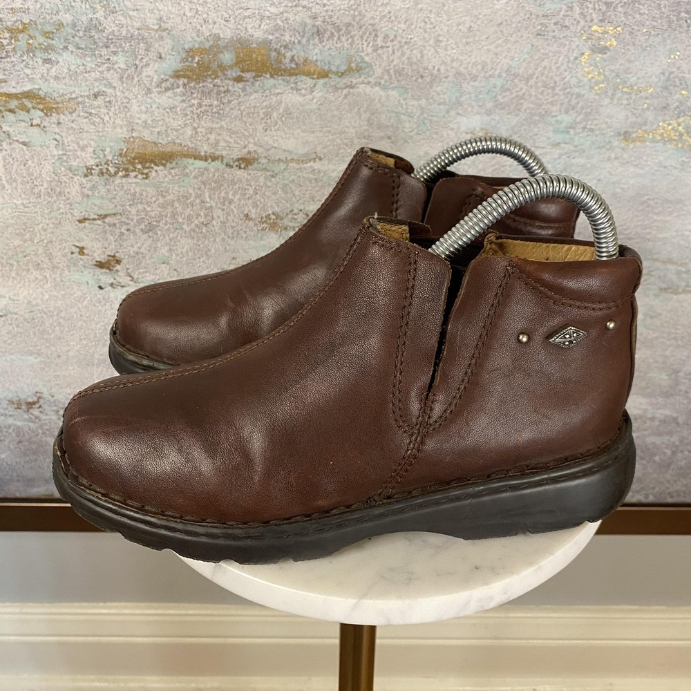Double-H Boots Mens Size 7 Brown Leather Slip On Ankle Work Shoes Boots